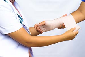 nurse wrapping arm